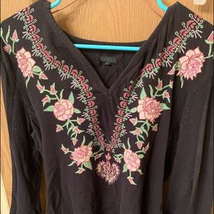 LAPIS LONG SLEEVE LOW V-NECK SHIRT